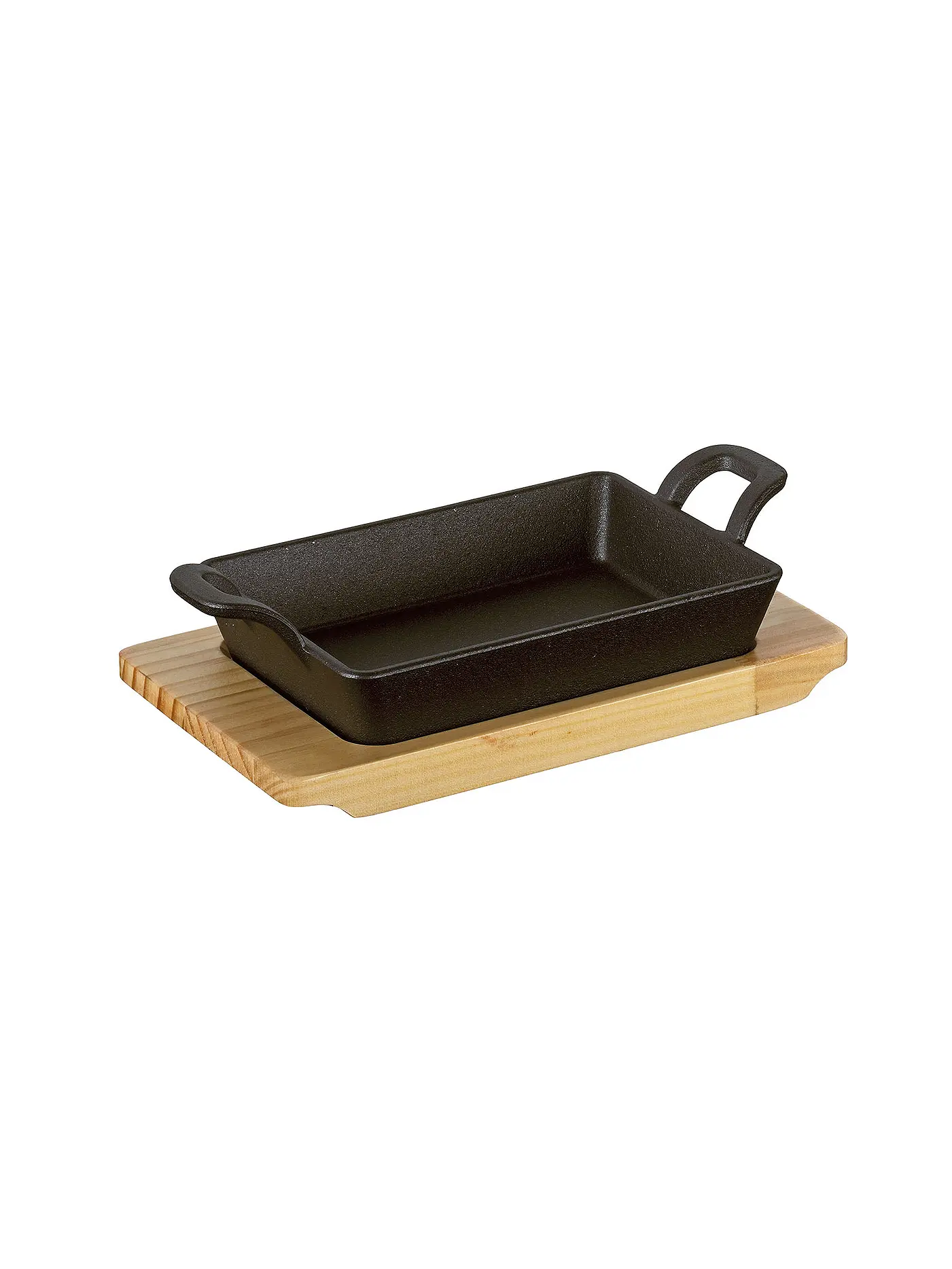KÜCHENPROFI | Servierpfanne eckig mit Holzbrett 21,5x12,5cm | 